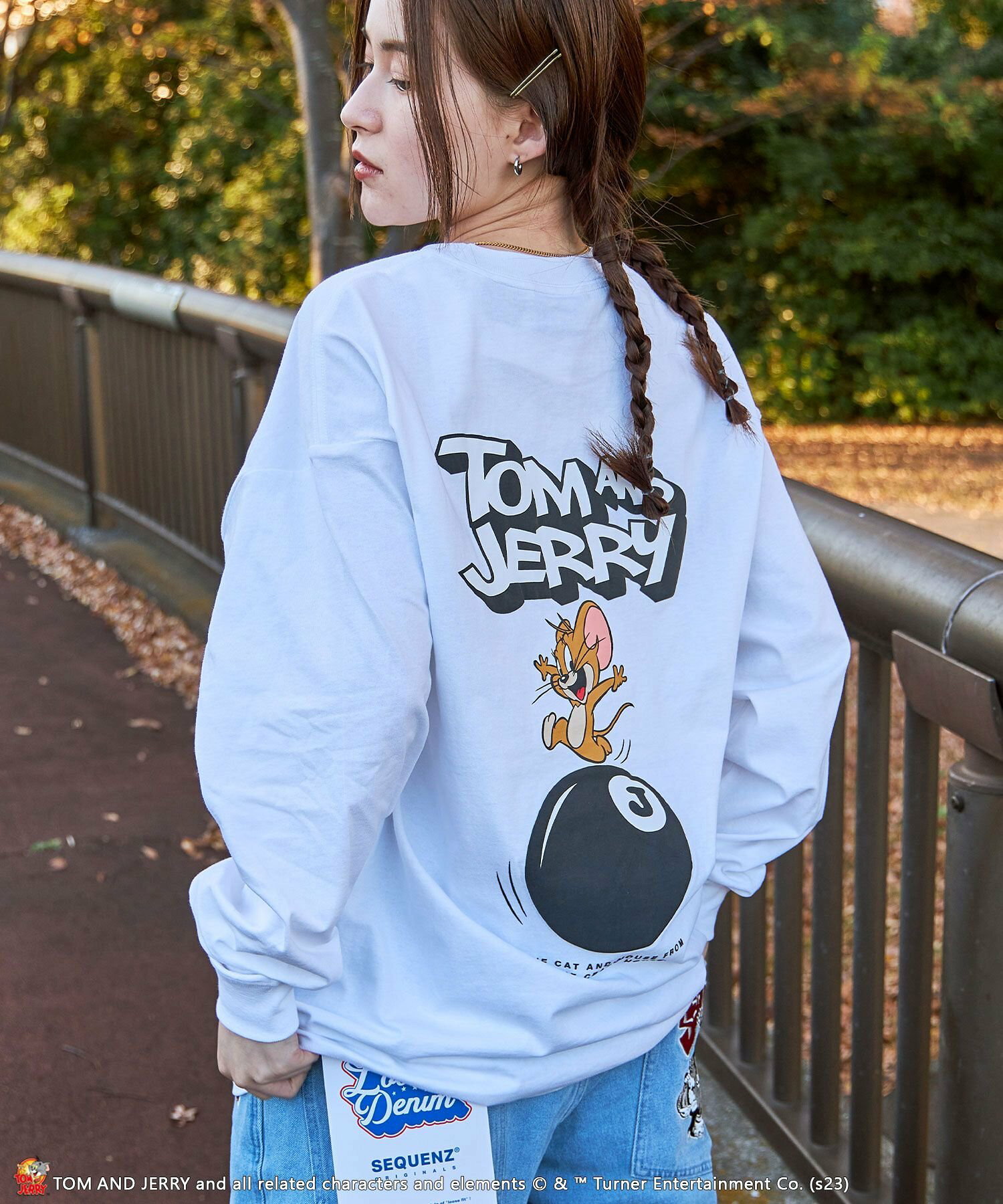 【SEQUENZ】 TOM and JERRY BALL AND DICE LS TEE/ トムとジェリー ロンT ビックサイズ キャラクター バックプリント